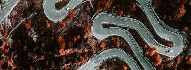 arial view of mountain road